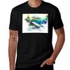 Watercolor Cartoon Airplane Plane Digital Art for Kids Yellow and Blue Colors TShirt Big and Tall Short Sleeve Tee