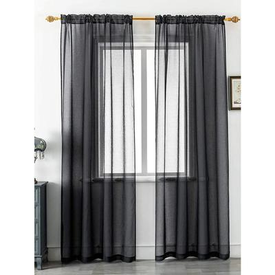1pc Sheer Tulle Solid Color Window Curtain Curtain For Living Room And Bedroom Decoration