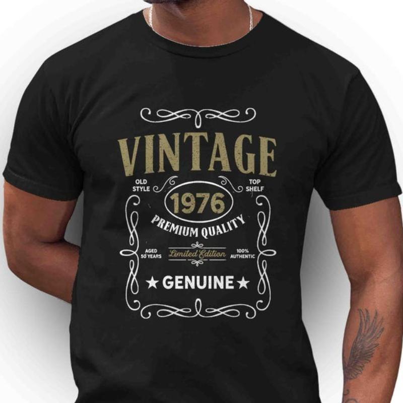 Mens Vintage 1976 50th Birthday CasualTShirt Classic Fifty Shirts Hipster Street Fashion Tee Man Unisex Printed Tshirt Tops