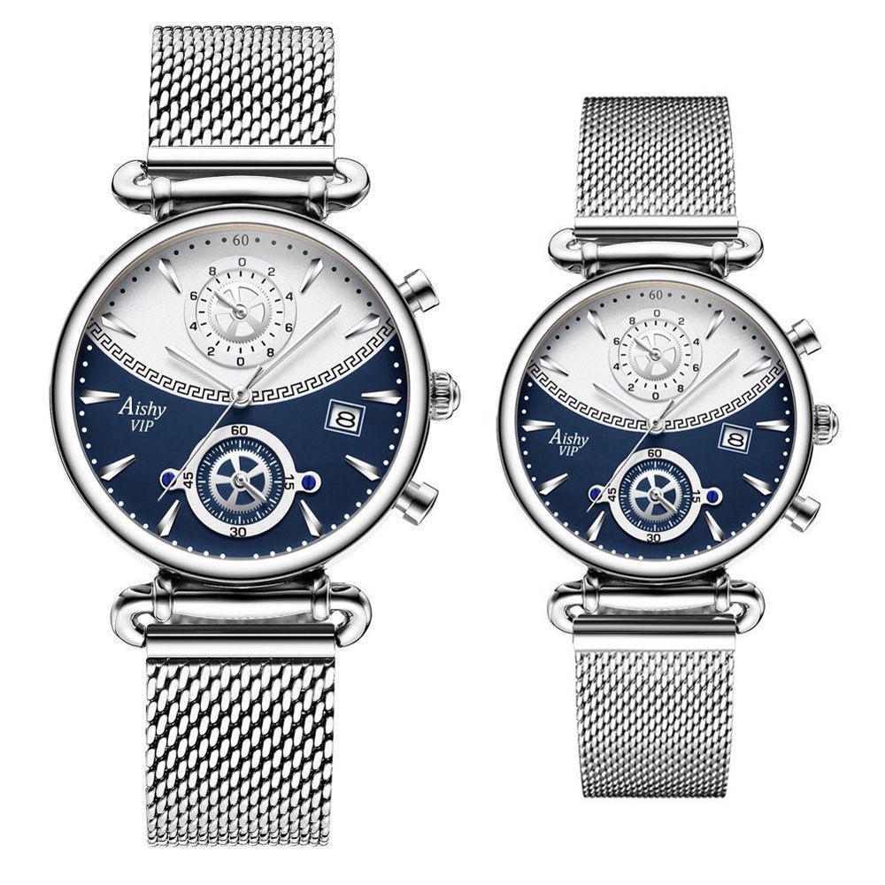 Aishy Waterproof Stainless Steel Couple Quartz Watches - Hot-Selling New Model for Students