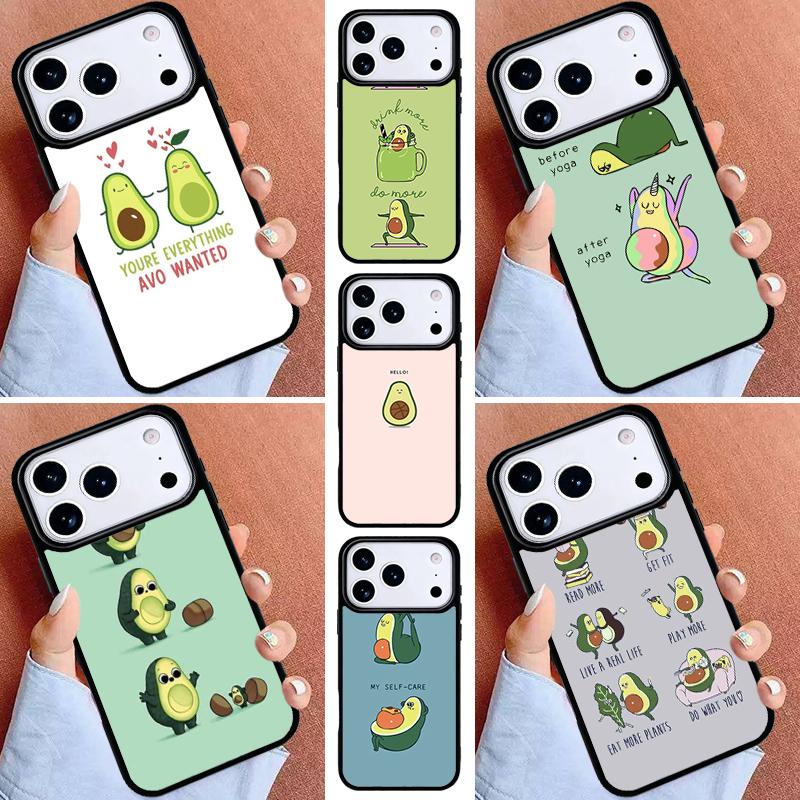 Cute Avocado Cartoon Phone Case for iPhone 16e 15 14 13 12 17 Pro Max Plus Air 17pro Cover Coque
