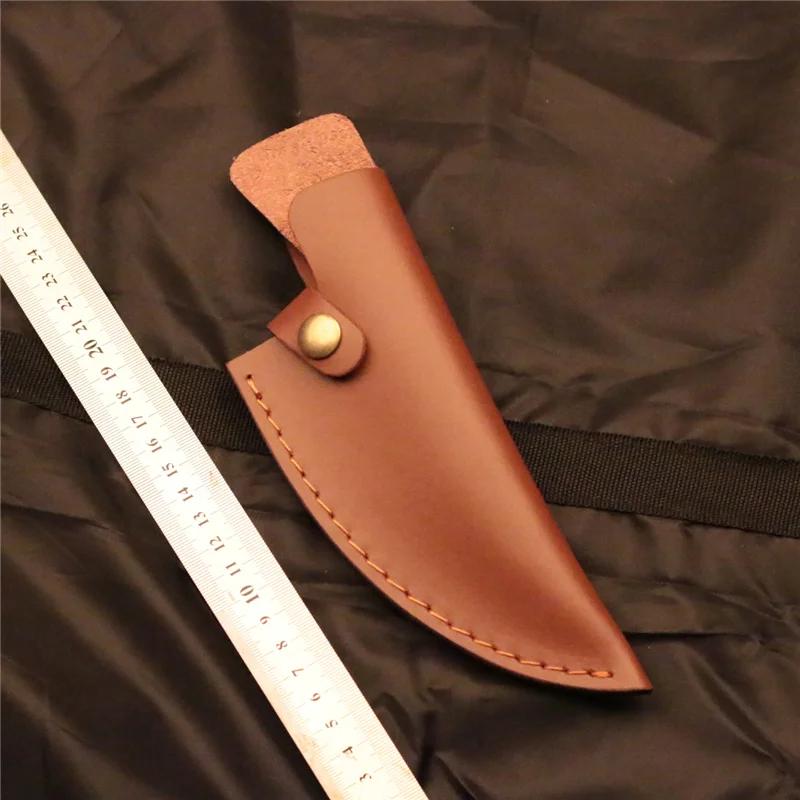1pc Cow Leather Knife Sheath Scabbard Outdoor Straight Knife Holster Carrying Case Belt Loop Case Protective Cover Parts