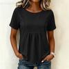 Women's Fashion Solid Color Round Neck Short Sleeve Patchwork Casual T Shirt Top Lightweight Comfortable Summer Tee