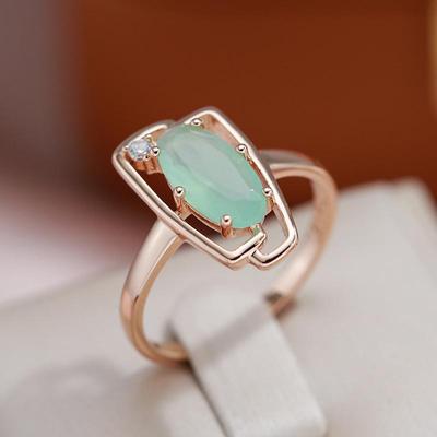Ovale grüne Zirkon-geometrische Ringe für Damen, Party, Alltag, Modeschmuck