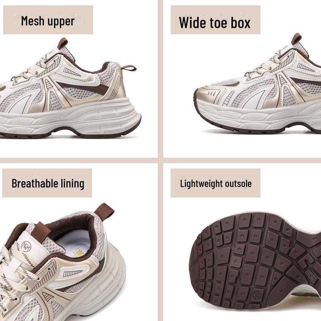 Baskets décontractées respirantes pour femmes de style coréen printemps 2025 avec semelles épaisses