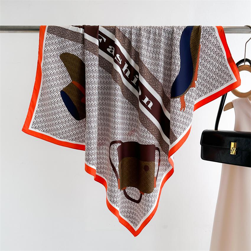 

90*90Cm Silk Scarf Scarftop Headwraps For Woman Fashion Four Seasons Hair Accessories Hijab Foulard Bandana Shawl Headscarf