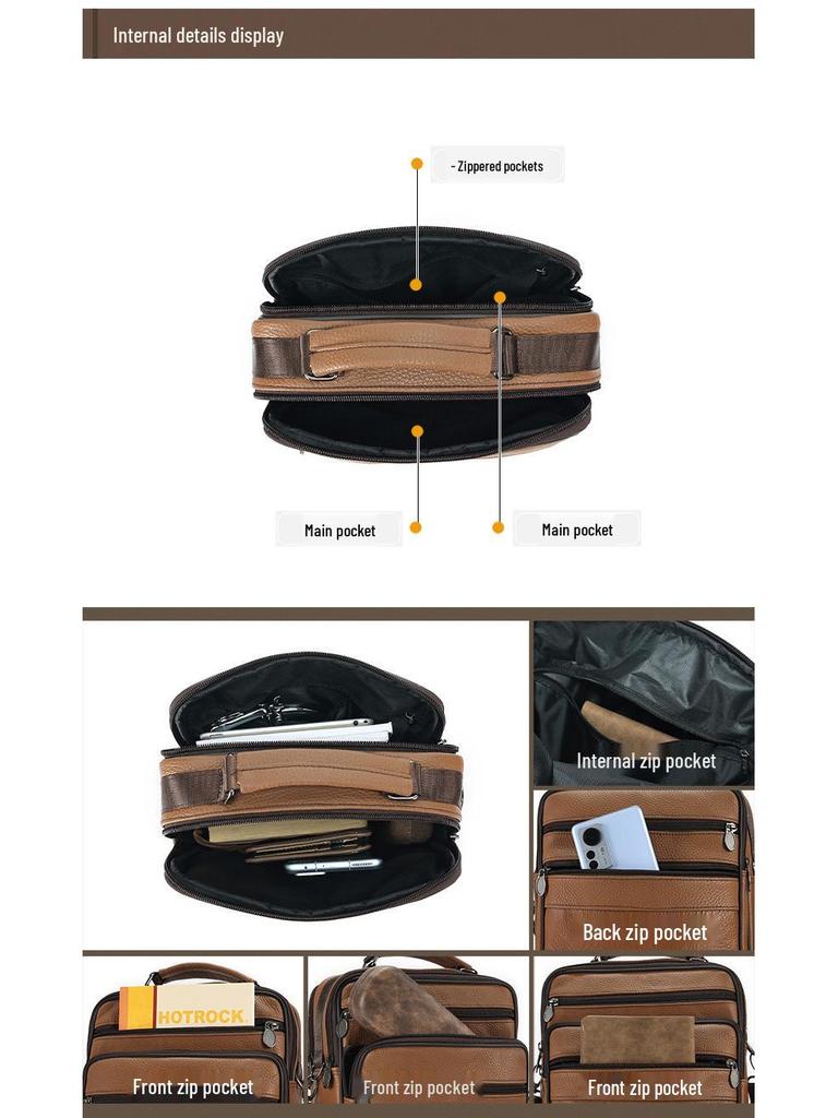 Joyir Men's Genuine Leather Crossbody Bag – Large Capacity, Minimalist Business Style Shoulder Bag