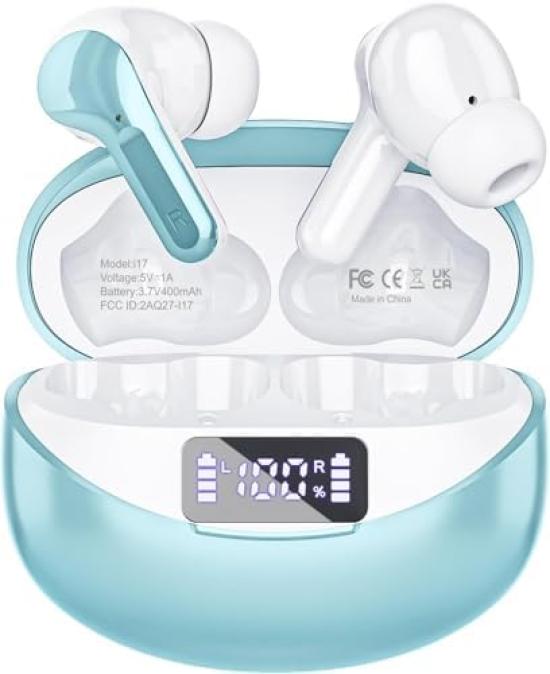 

Fhumsh Wireless Bluetooth 50 Hours LED Digital ENC Noise IPX7 for Earphones, 5.3 Headphones, Hi-Fi Stereo, Playback, Display, Cancelling, Waterproof,