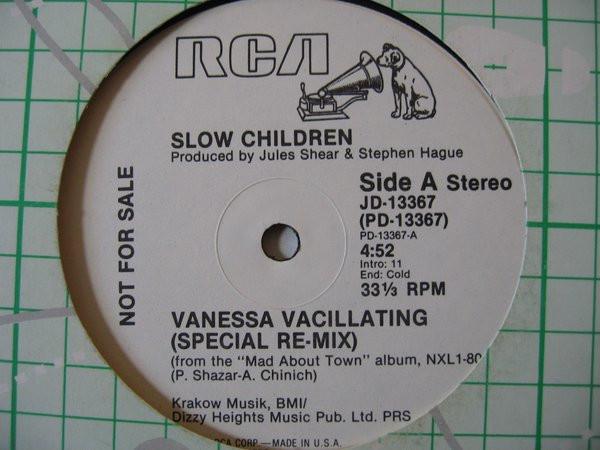 12-дюймовая пластинка SLOW CHILDREN Vanessa Vacillating JD13367 RCA 1982 США Танцевальная Электроника Б/у