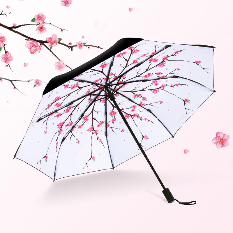Compact UV-Protected Three-Fold Umbrella: Sun & Rain Dual-Use