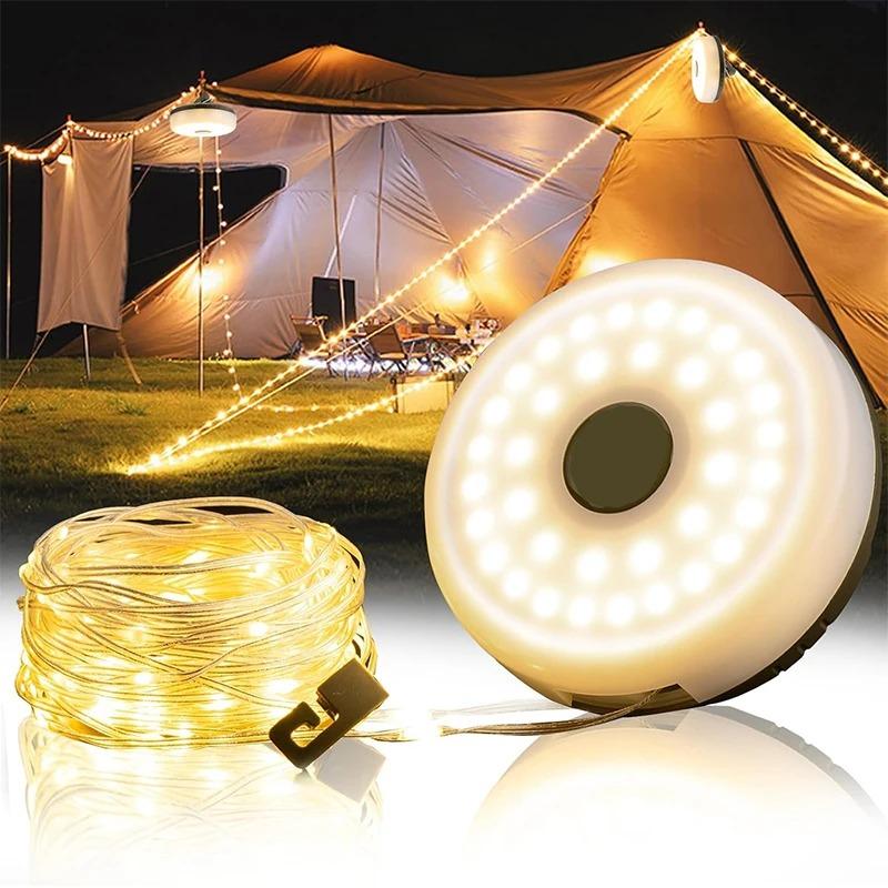 

4in1 Camping Lamp Strip LED Atmosphere 10M Length Waterproof Recyclable Light Belt Outdoor Garden Decoration Lamp for Tent Room