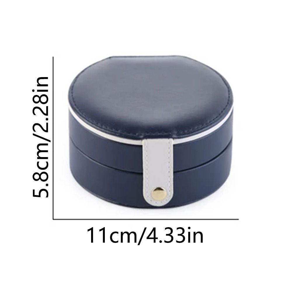 Double Layers Portable Earrings Storage Case Divided PU Leather Jewelry Container Women