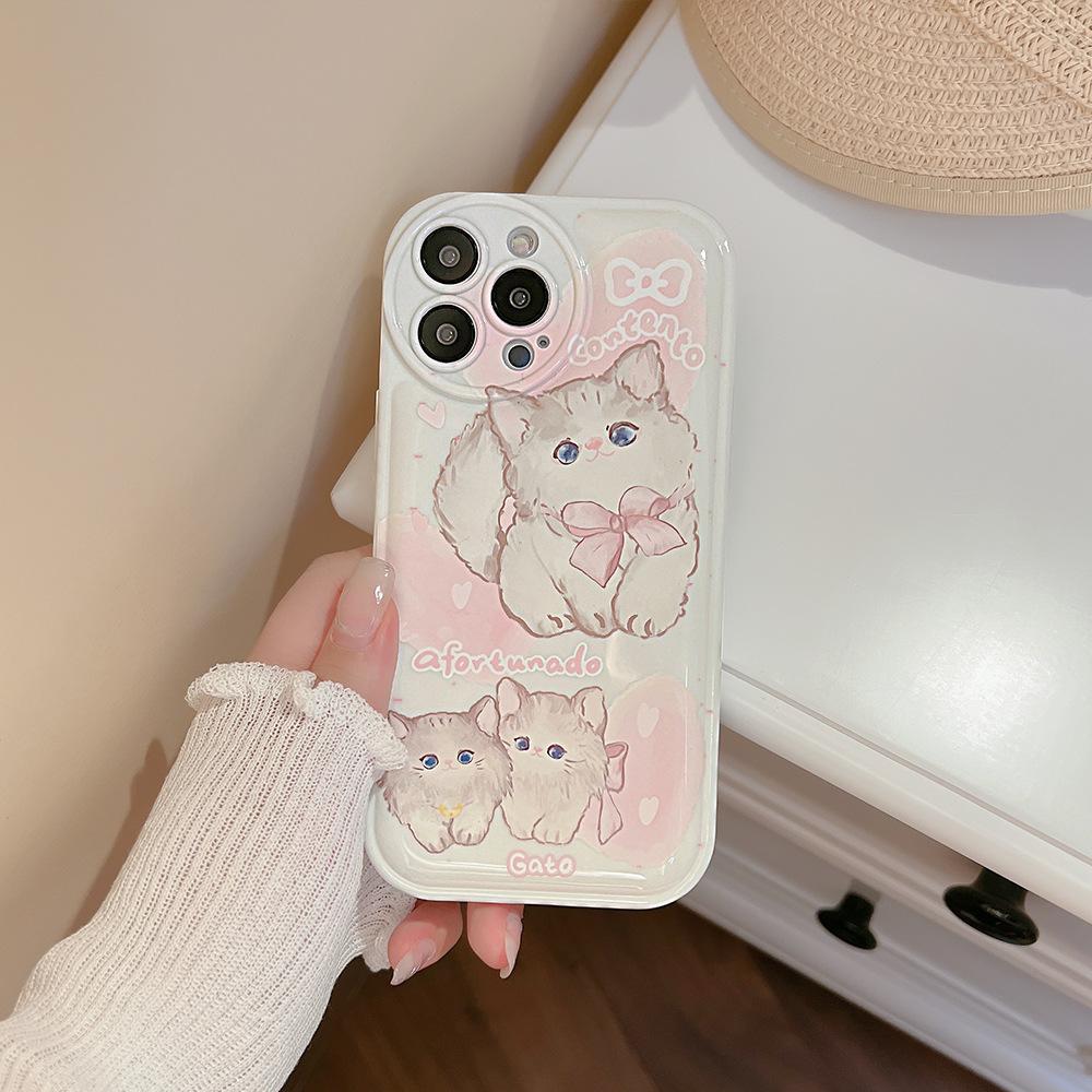 Soft and Cute Cats Suitable for Iphone16 Mobile Phone Case Cute Apple 15promax Silicone 11 Soft Shell 14 Girl 13