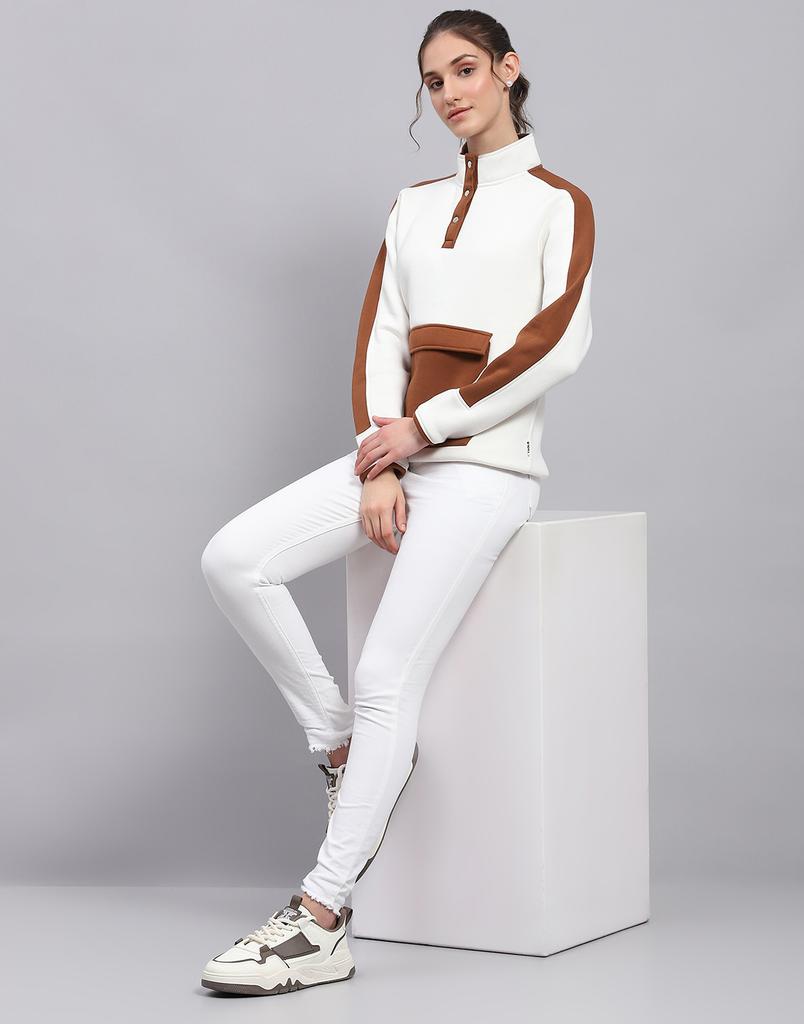 ROCK.IT Rockit von House of Monte Carlo Damen Einfarbig Weißes Mock-Neck Langarm-Sweatshirt