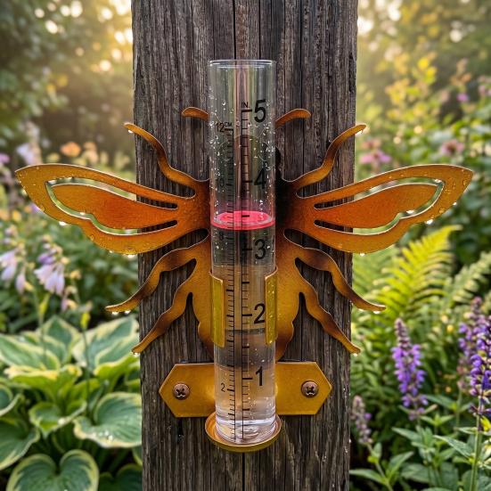 1/2 Stück Tier-Regenmesser mit Glasröhre für Außenbereich Garten Rasen Hof Zaun Terrasse Bauernhof Dekorative Wasser-Regenmessröhre mit Montagehalterung