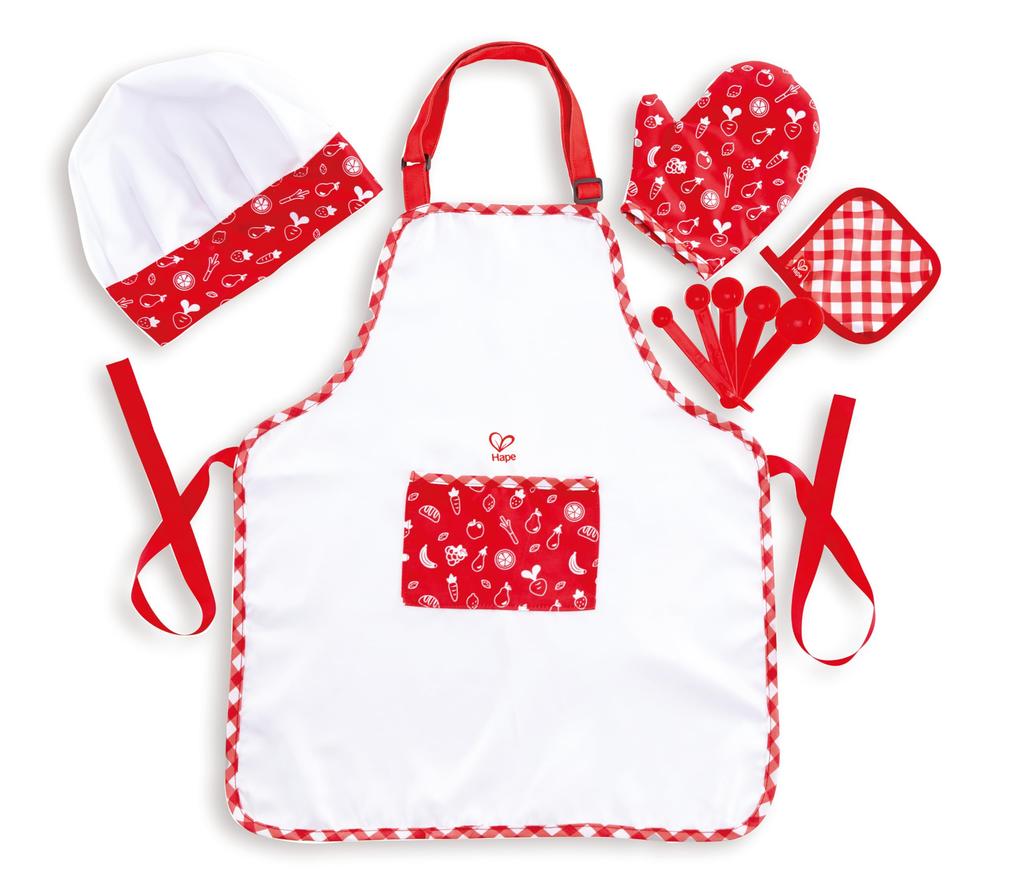 Hape Pretend Play Apron x x 5 Ages 3 and Wooden Pretend Play E3162 Set, 20.5 24.5 cm, Up, Toy,