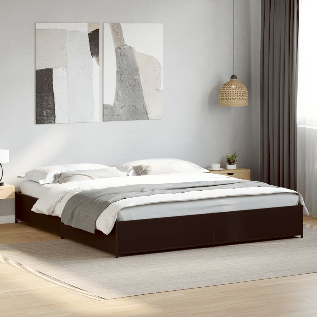 Bed Frame Black 160 x 200 cm Particleboard and Metal