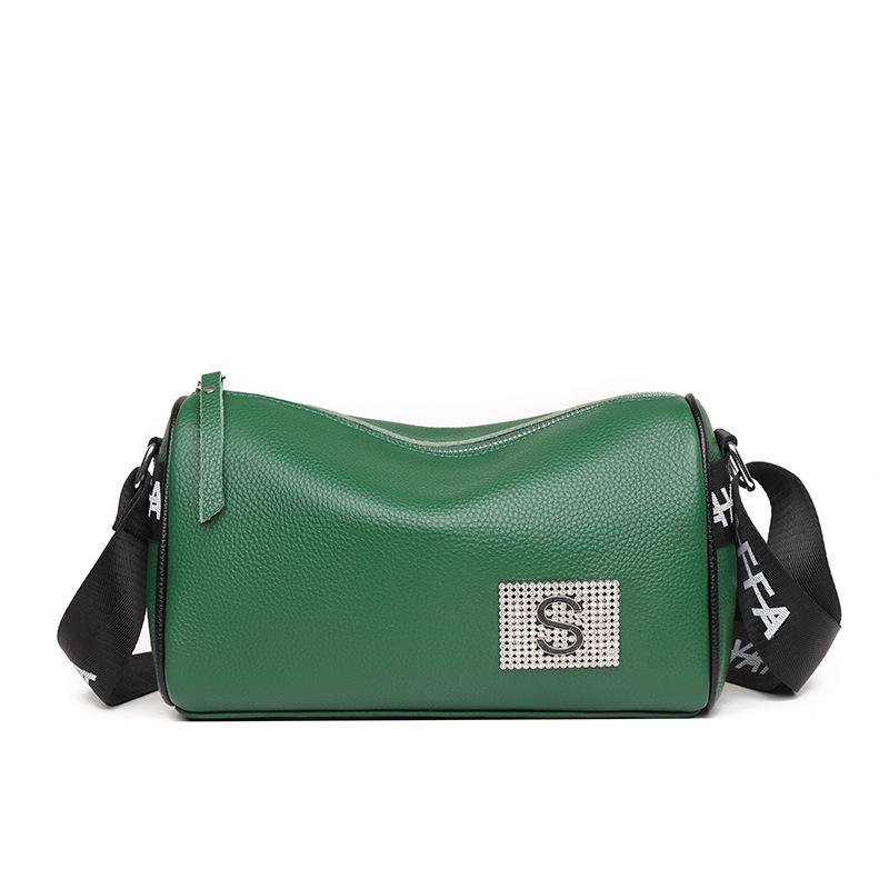 Leather women's bags new trendy fashion first layer cowhide shoulder messenger bag large capacity pillow bag