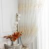 1pc Glam Embroidered Floral Grommet Top Curtain, Semi-Sheer Polyester Window Screen for Bedroom