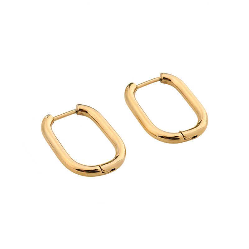 Light Luxury, Simple Oval Hidden Buckle Earrings, Fashionable Personality, Titanium Steel Jewelry, Versatile And Non-Fading