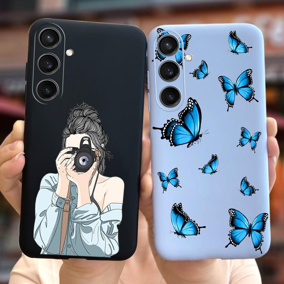 For Samsung Galaxy A55 Case Pretty Cartoon Girls Sunflower Cover Soft TPU Phone Case For Samsung A15 A25 A35 A55 5G Fundas Coque