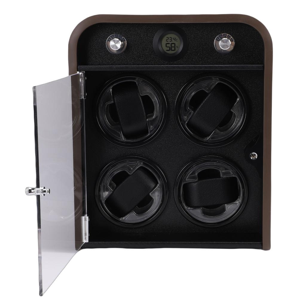 Watch Winder for 4 Mechanical Watches 5 Modes Quiet Automatic Watch Winder Display Storage Box with LED Light Temperature Humidity Sensor