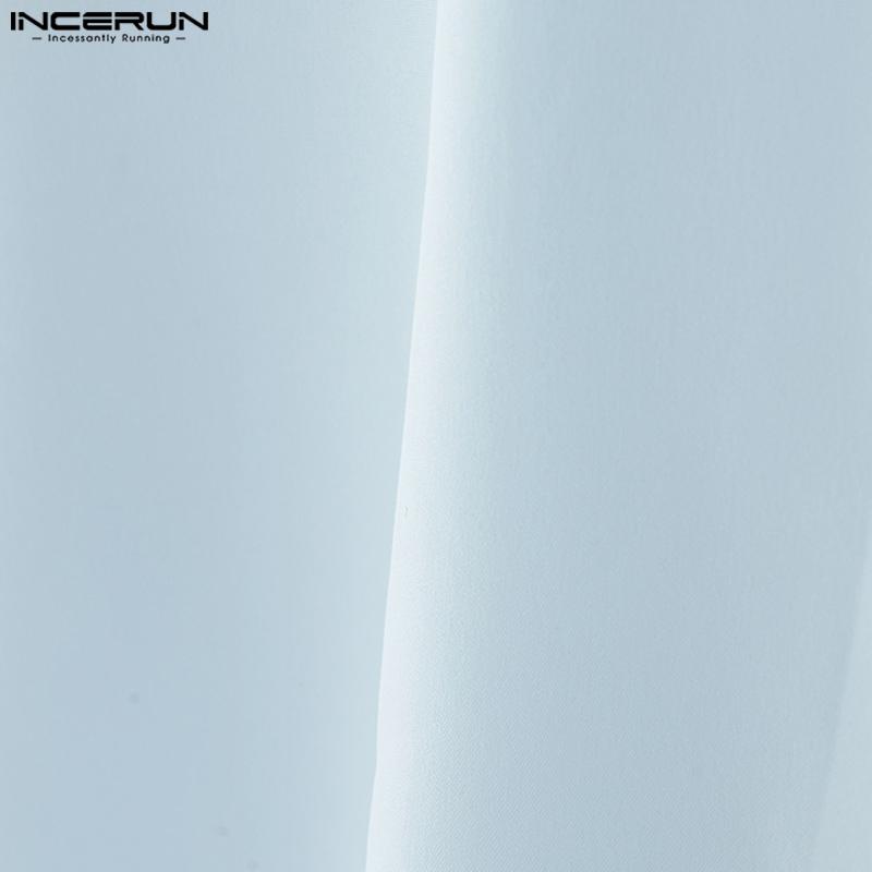 INCERUN Men Lapel Short Sleeve Stitching Buttons Casual Loose Shirts Tops