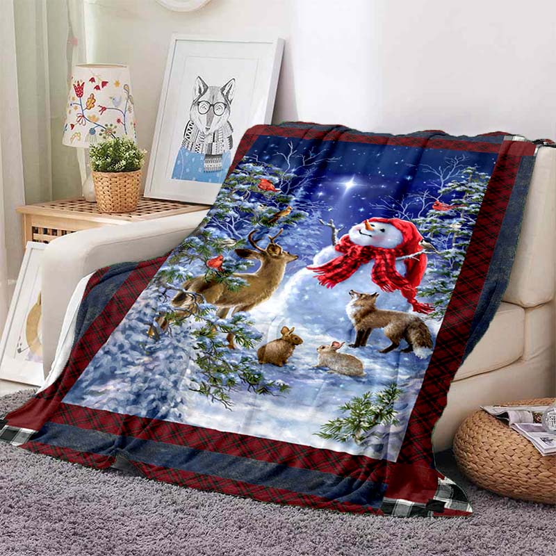 Featuring a New Christmas Tree Pattern and a Cartoon Style, This Christmas Blanket Serves As a Personalized Home Decor Gift.