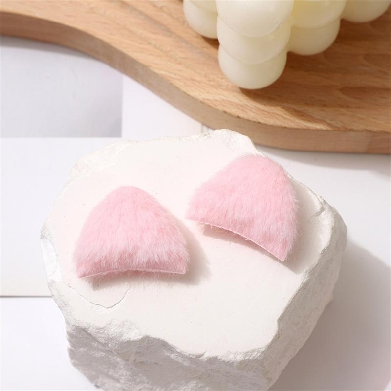 10Pcs Furry Kitten Ears Charm Sewing Plush Ears Appliques Assorted Color for Hair Accessories Clothing Embellishments