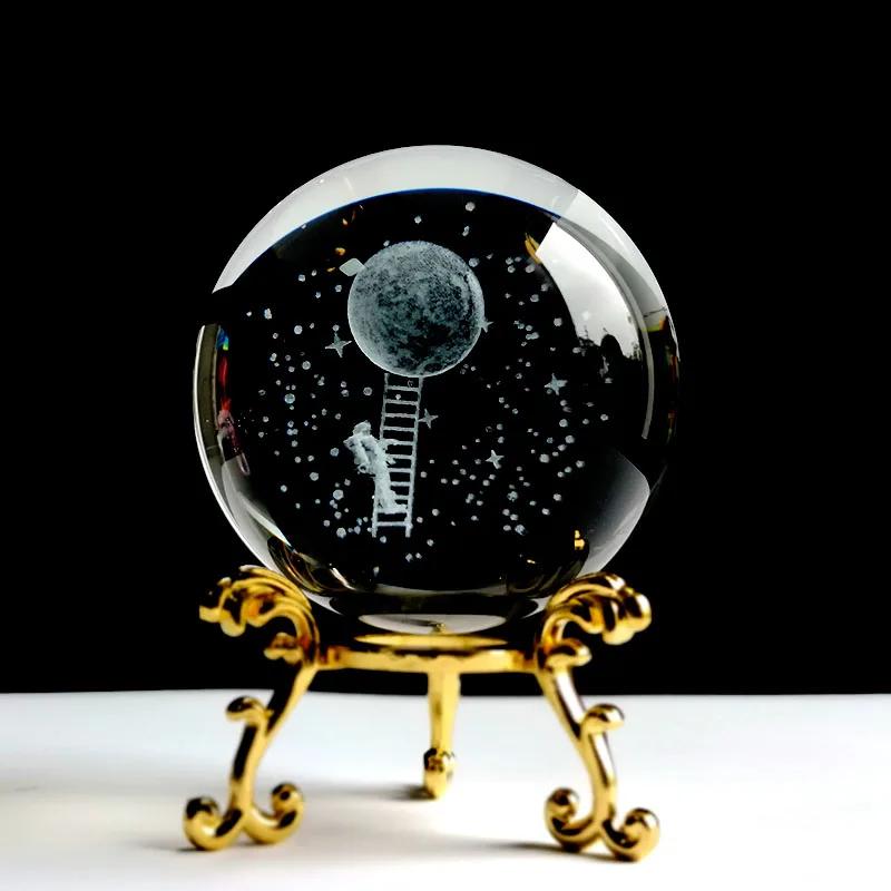 Kryształowa kula 3D ze stojakiem planeta grawerowany laserem układ słoneczny globus prezent astronomiczny prezent urodzinowy szklana kula dekoracja wnętrz