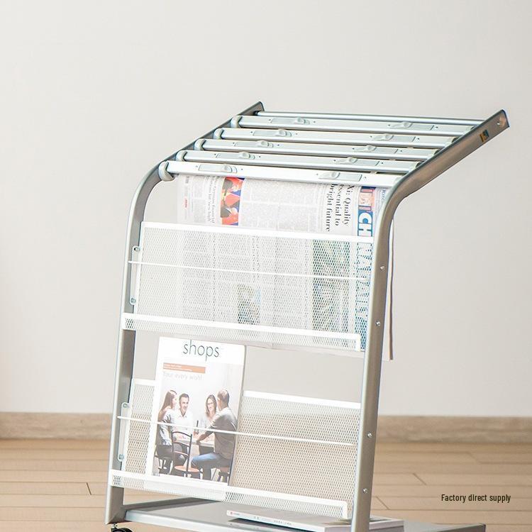 Floor-Standing Magazine, Newspaper, and Book Display Rack for Promotional Material and Office Storage