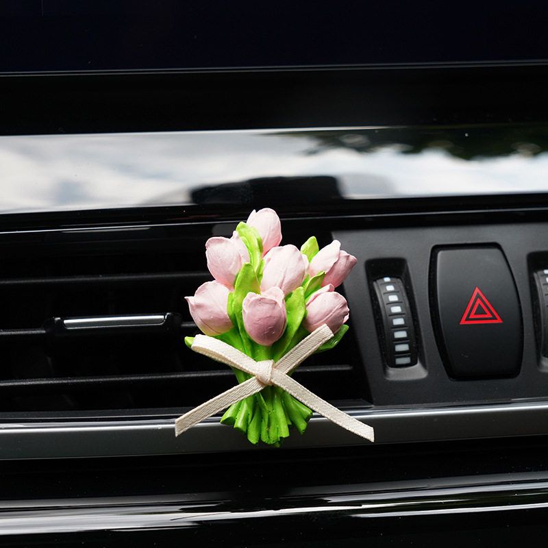 

Lily of the Valley and Daisy Aroma Diffuser Stone Bouquet Car Air Conditioning Vent Decoration Ornament Fresh Light Fragrance Hanging Ornament Pink Tulip (Silk) Unscented