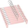 Pack of 10 Clothes Hangers with Strong Non-Slip Adjustable Clips Hooks, Space-Saving Trouser Hangers Pink