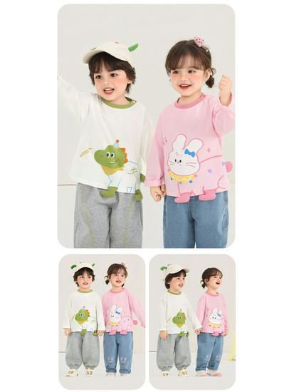 T-shirt a maniche lunghe Kaka Panda per bambini e bambine - Moda Primavera/Autunno