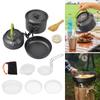 15Pcs Hard Anodized Camping Cookware Set for 4-5 People, Portable Outdoor Combo Kit with Pot, Frying Pan, 1.2L Kettle & Tableware, Black Handles