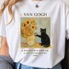 Vintage Art Cat T Shirt | Van Gogh Inspired Graphic Tee | Black Cat Lover Shirt | Funny Shirte | 100% Cotton Shirt
