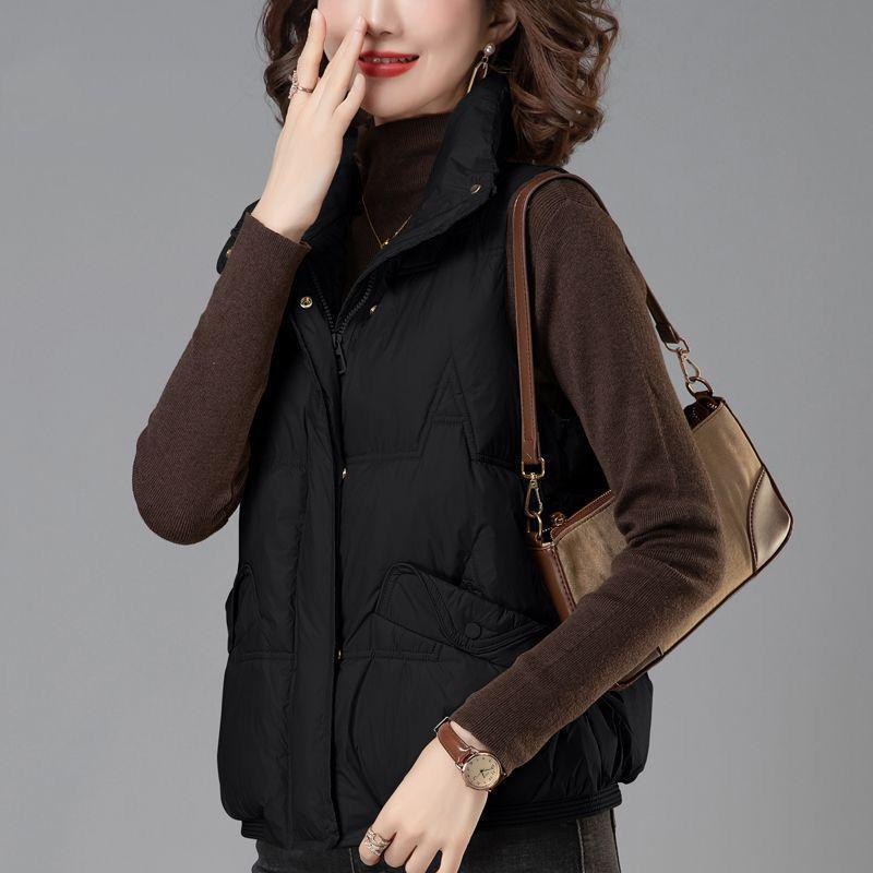 Women's Short White Duck Down Vest - 2025 Autumn/Winter Fashion, Loose and Versatile Sleeveless Outerwear