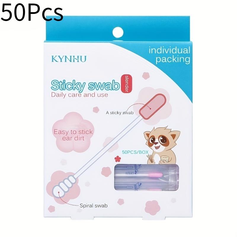 50-Pack Sticky Ear Scoops, Disposable Ear Canal Cleaning Swabs, Portable & Safe Household Cotton Swabs