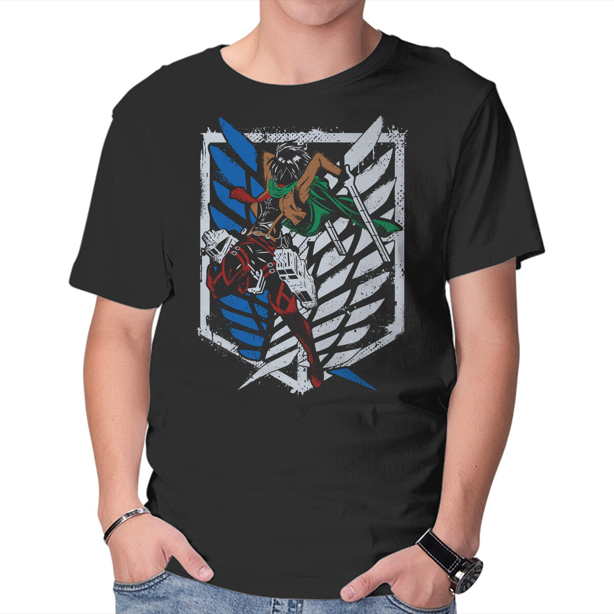Unisex Crew Neck T-Shirt Mikasa Fighting Graphic Short Sleeve Casual Tee XXL