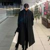 Kore Trend Erkekler Gevşek Rahat Tek göğüslü Palto Sonbahar Kış Moda Tüm Maç Uzun Kollu Yün Uzun Ceket