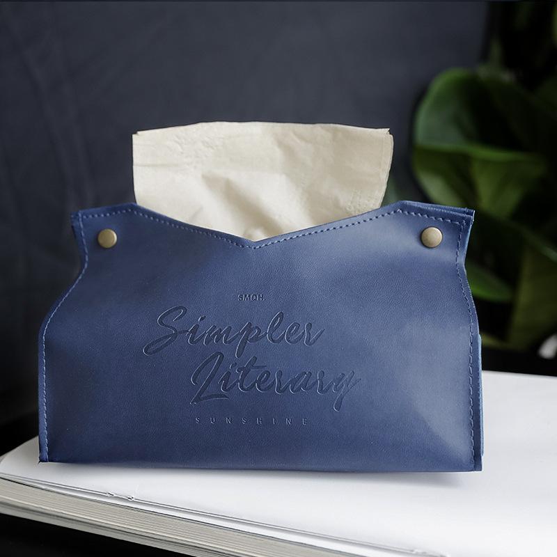Simple leather tissue box Car pumping box Home bedroom Living room Creative tissue bag