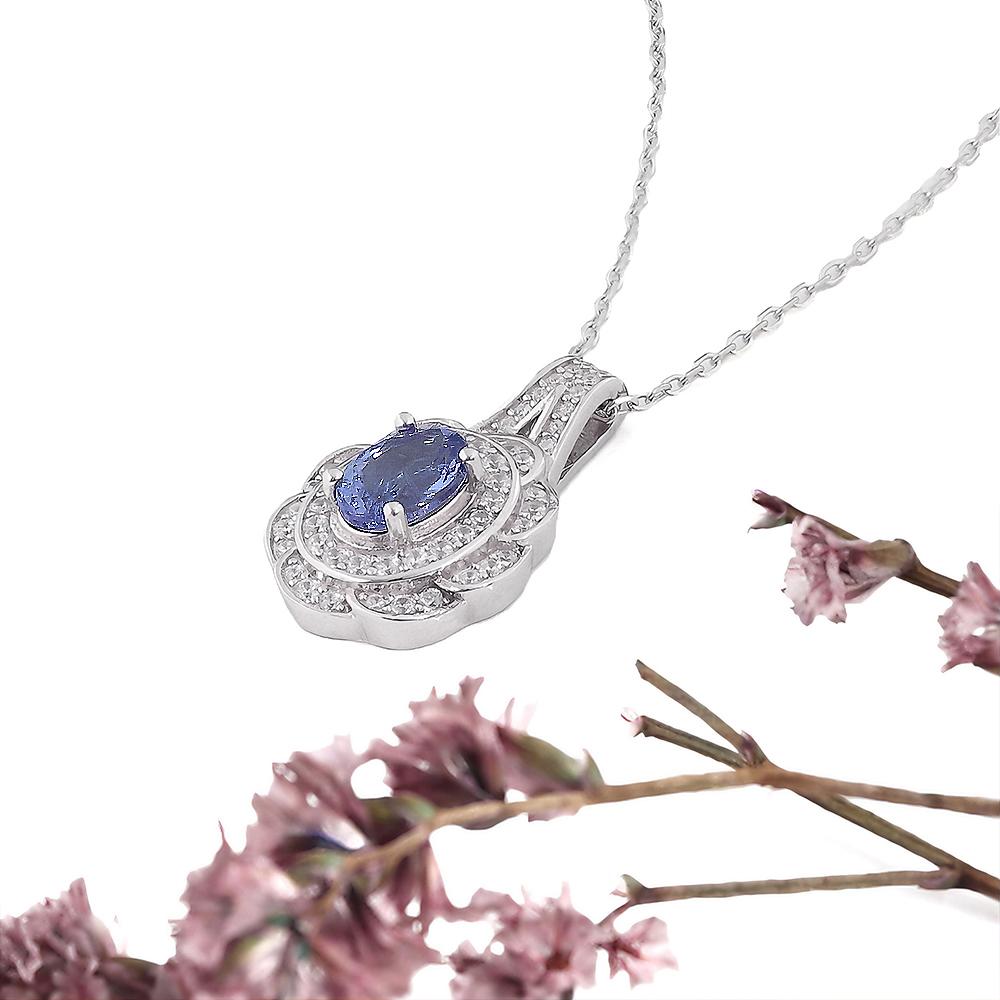 Classic design pendant Natural blue Tanzanite gemstone 925 sterling silver necklace fine jewelry for girlfriend's birthday gifts