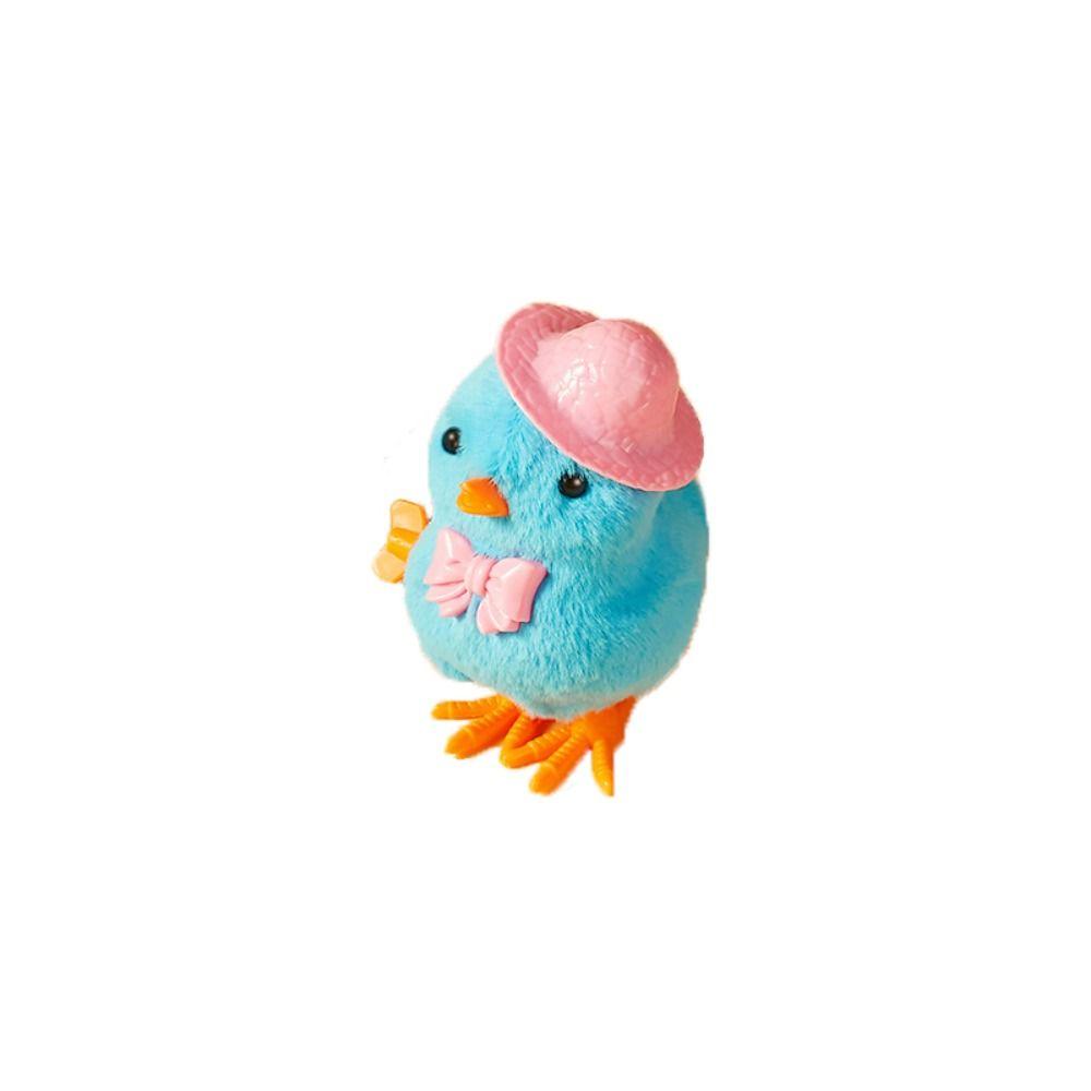 

Walking Plush Chicken Clockwork Toy Bow Tie Wind Up Chicken toy Classic Children blue-hat