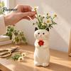 Decorative Desktop Ornament Cute Cat Resin Flower Vase, Holder, Creative Plant Holder for Dried or Fresh Unique Home Decor Gift Flowers, Cartoon