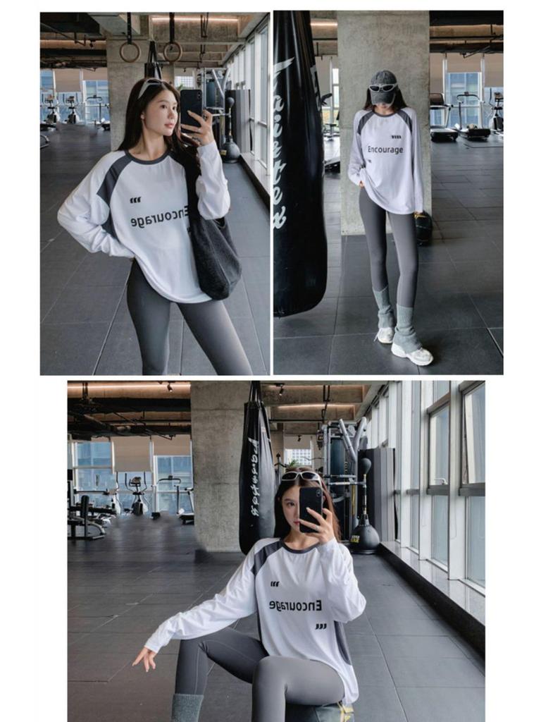 Plus Size Long Sleeve Yoga Set - Loose, Hip-Covering, Quick-Dry for Spring & Autumn