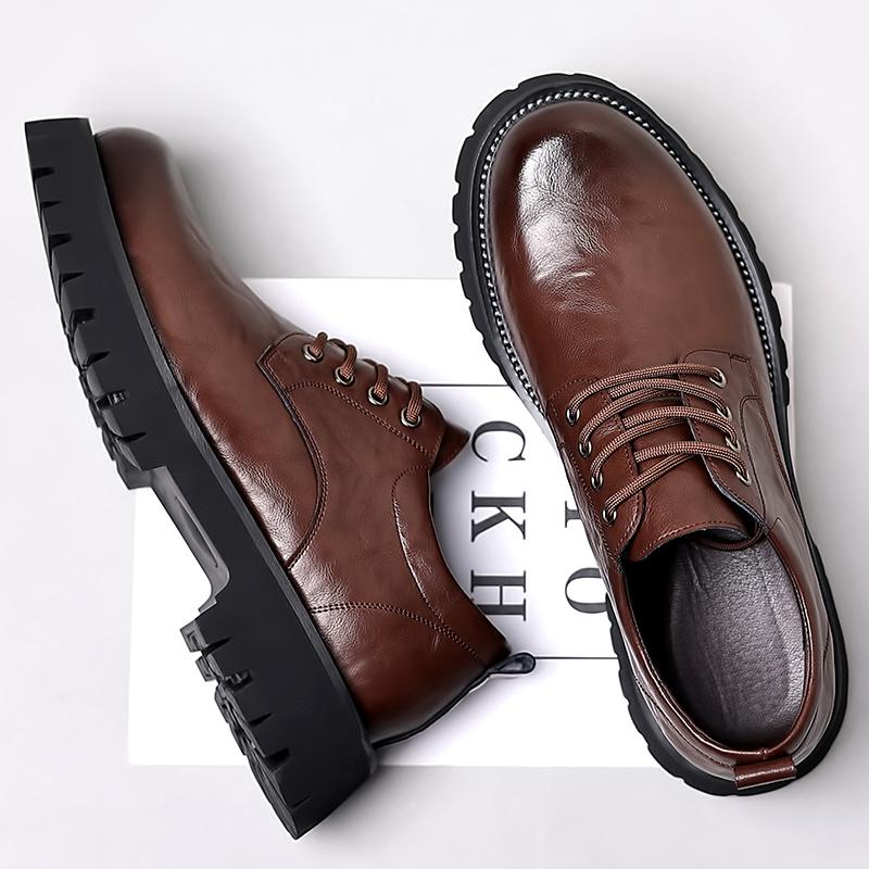 Large Toe Shoes for Men's Work Attire Lace Up Commuting Formal Shoes Men's Genuine Leather Casual Shoes Free Delivery