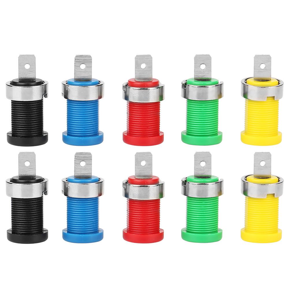 

P3007 10pcs Mixed Color Banana Socket 4.0mm Jack for Panel Mounting Test Probes