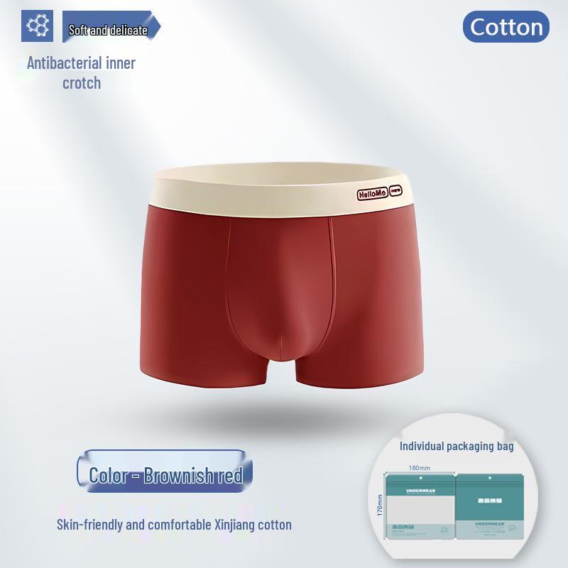 Men's 7A Antibacterial Pure Cotton Boxer Briefs - Breathable Sports Underwear for Teens and Adults