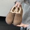 Leather retro women's autumn and winter models, leather velvet thickened warm fluffy shoes, platform casual cotton shoes