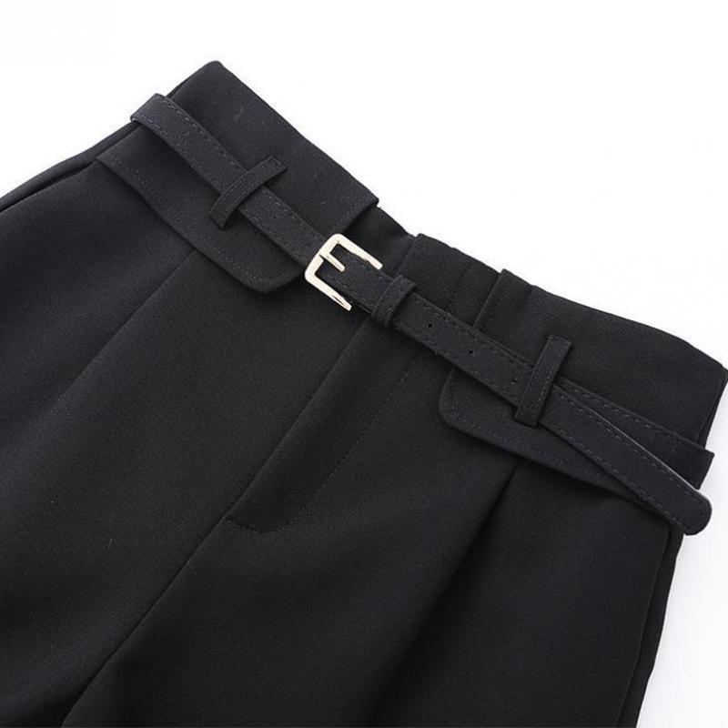 Šortky Dámské štíhlé ležérní kalhoty s vysokým pasem a širokými nohavicemi